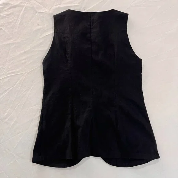 Petal & Pup Black Button Front Sleeveless Vest Top Tailored Small - Picture 8 of 8